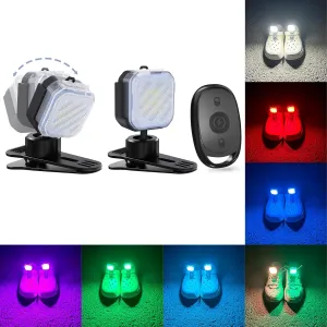 1797 Shoe Lights with Remote Hands-Free LED Clip On Lights Rechargeable Safety Shoe Dog Walking Hiking 7 Colors Adjustable Angle USB 2Pcs