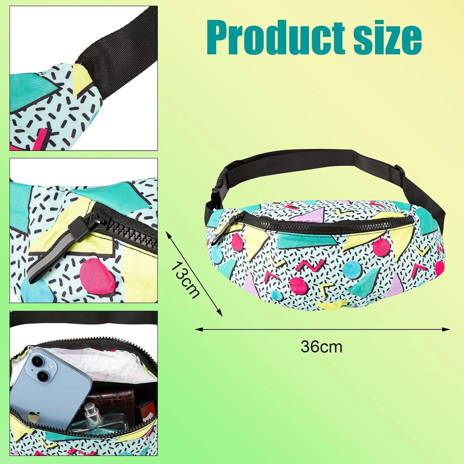 2 Pcs 80s 90s Fanny Pack for Women Men 80s Adjustable Waist Bag Retro Casual Outfit Baseball/Bucket Hats,Outfit Sun Visor Hat Set Belt Bag 90s Baseball Cap for Summer Travel Beach Disco Party