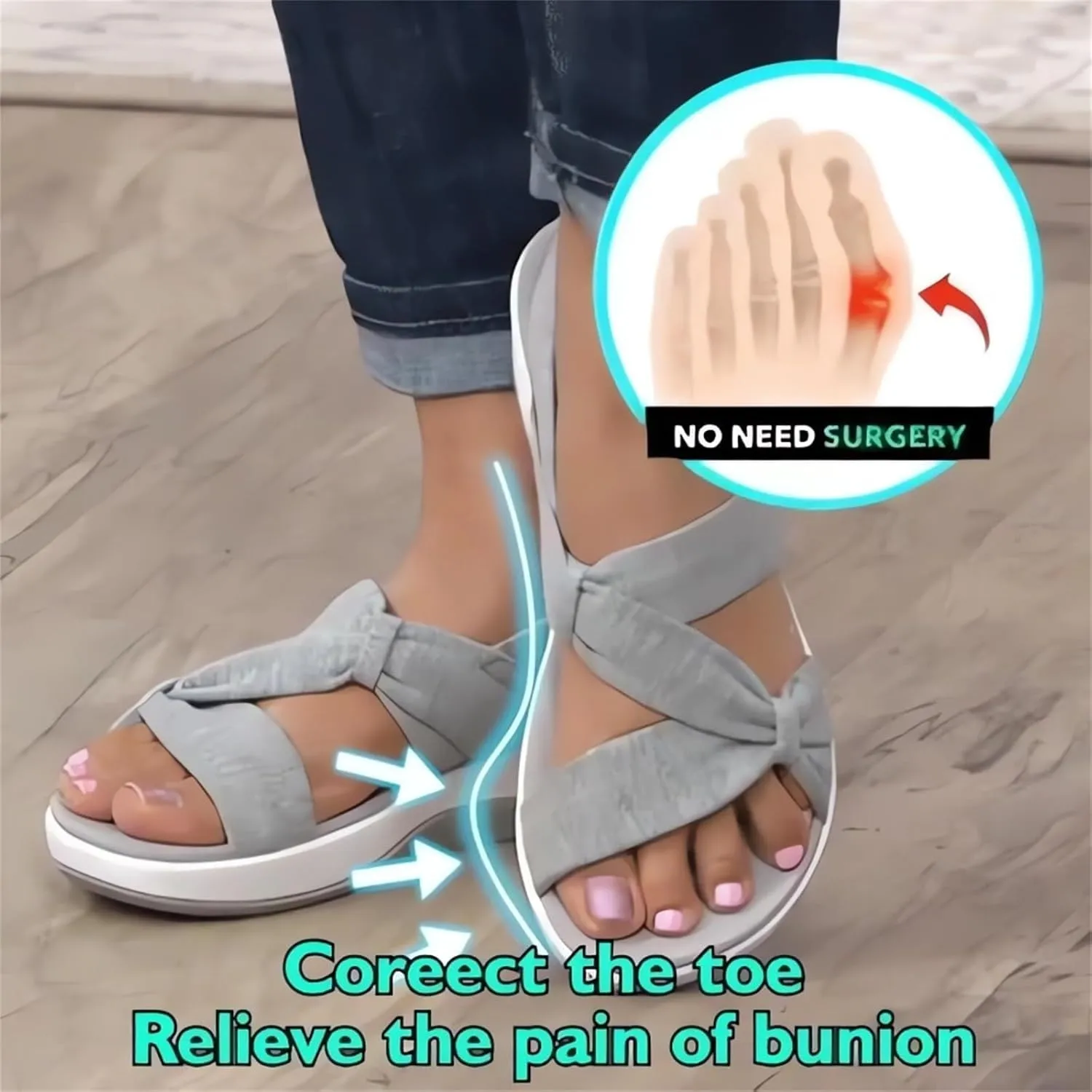 2025 New Orthopedic Flats for Women, Women's Comfortable Orthopedic Arch Support Shoes, Cushioned Footbed Dress Sandals, Soft Cushion Flats Sports Wide Fit Ladies, Cute Dress Walking Sandals
