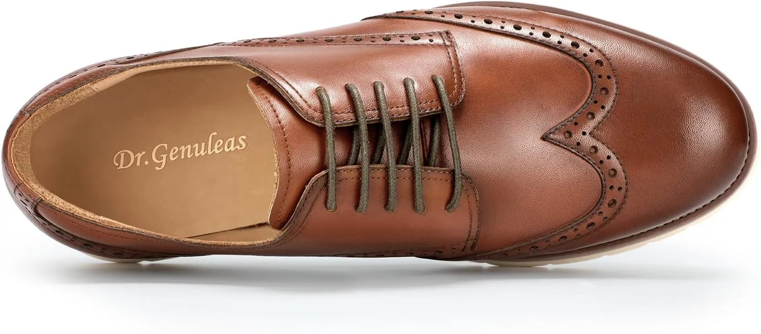2025 Premium Top Layer Cowhide Genuine Leather, More Classy Comfortable Breathable Durable, All Seazons Classic Brogue Casual Dress Shoes for Men Reminder: Plz Check Size Chart