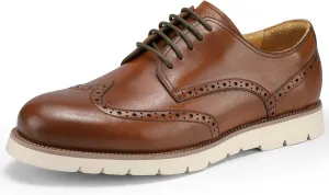 2025 Premium Top Layer Cowhide Genuine Leather, More Classy Comfortable Breathable Durable, All Seazons Classic Brogue Casual Dress Shoes for Men Reminder: Plz Check Size Chart