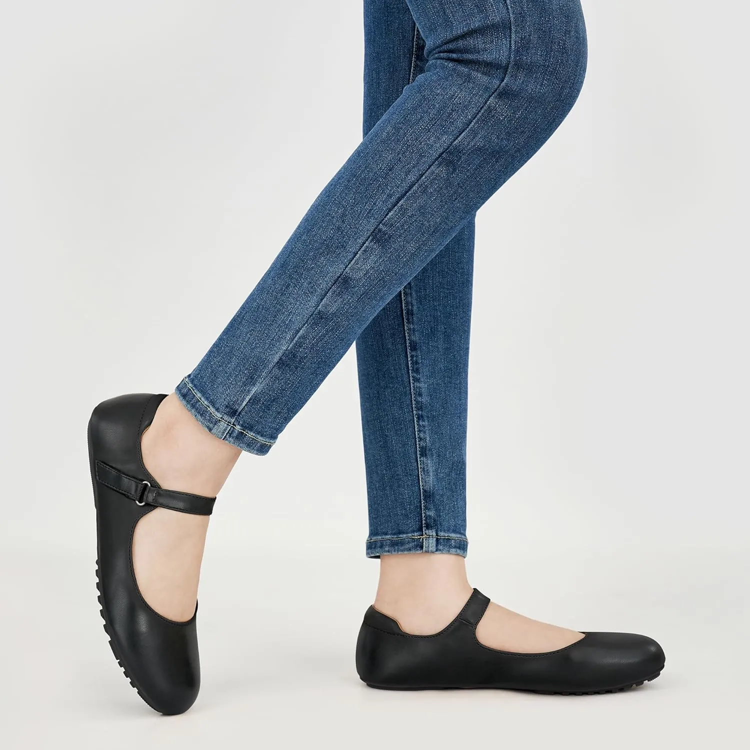 Ablanczoom Mary Jane Flats for Women: Dressy Round Toe Ankle Strap Ballet Flats Comfortable Dress Shoes for Work Office Business