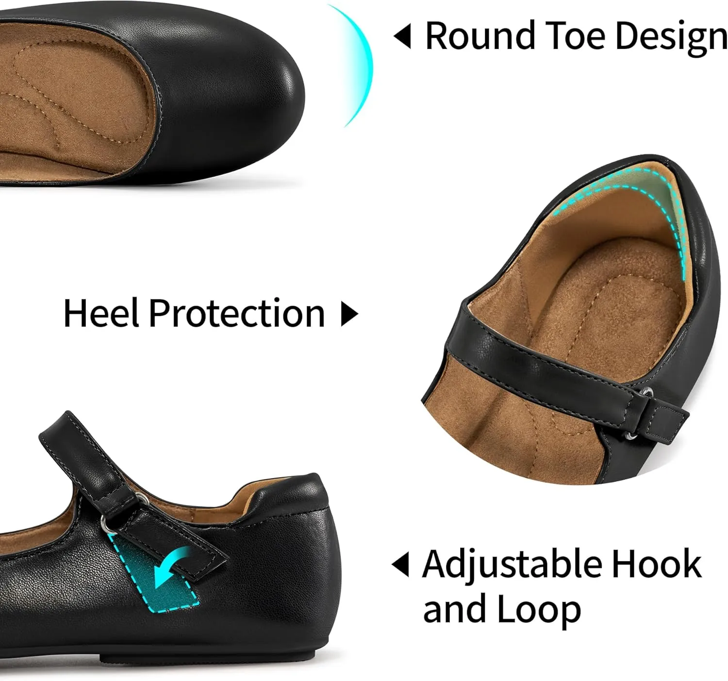 Ablanczoom Mary Jane Flats for Women: Dressy Round Toe Ankle Strap Ballet Flats Comfortable Dress Shoes for Work Office Business