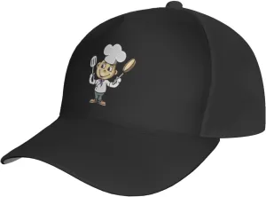 Adjustable Chef with Spatula and Frying Pan Baseball Cap for Men Women Baseball Hat Outdoor Casual Breathable Caps Trucker Hats Sun Hat Black