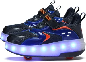 Aikuass USB Chargable LED Light Up Roller Shoes Wheeled Skate Sneaker Shoes for Boys Girls Kids