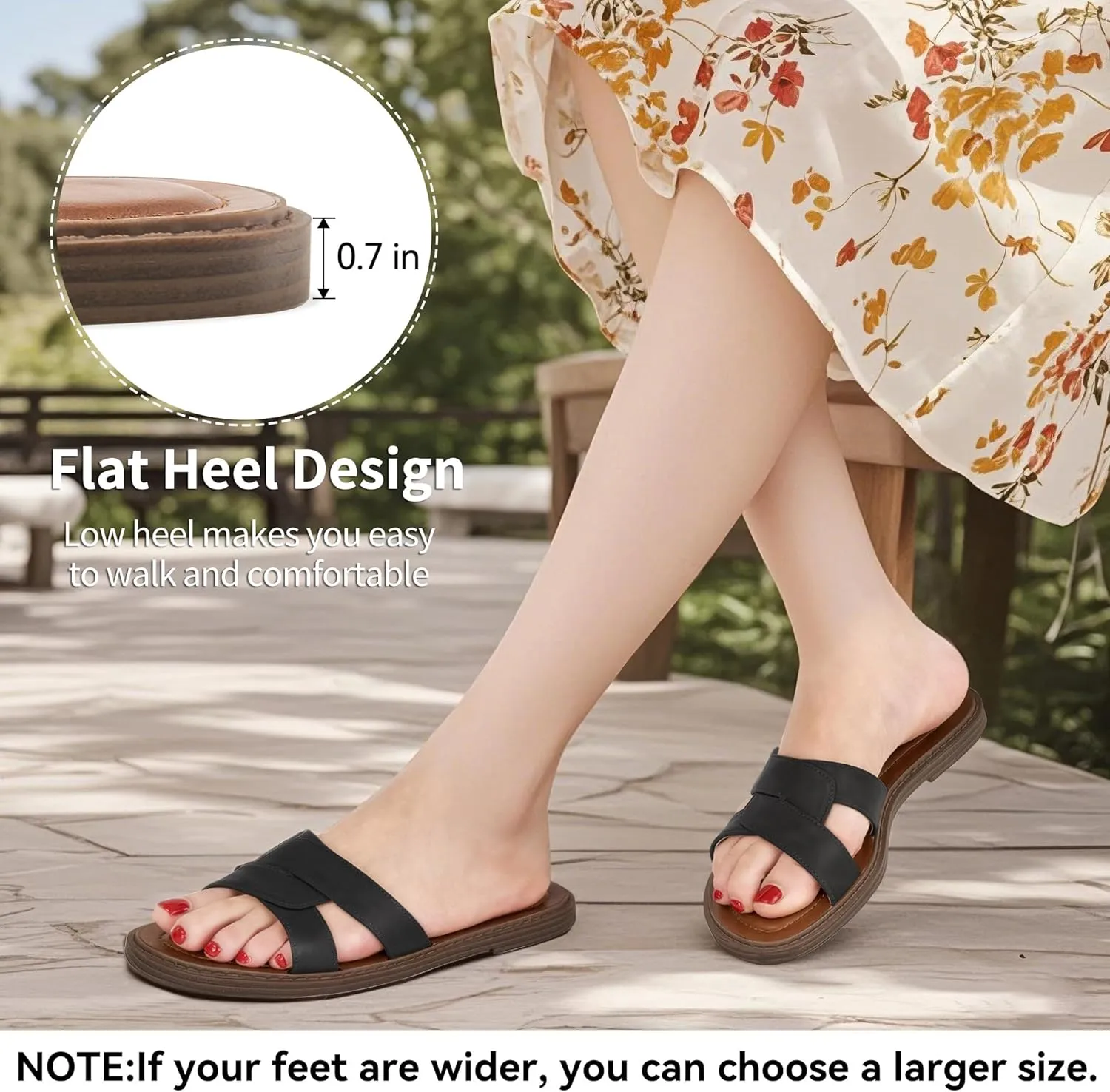 Almusen Slides for Womens Flat Sandals: Comfort Slip On Dressy Summer Beach Flats Fashion Cross Walking Shoes for Daily