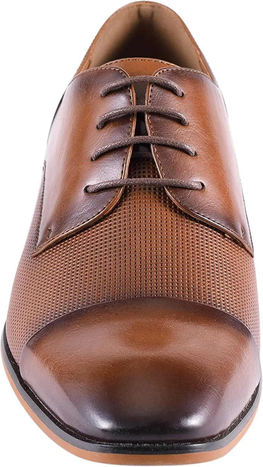 Amali Oxford Dress Shoes for Men with Textured Cap Toe, Men's Oxford Shoes Made from Premium PU Leather, Versatile Formal Footwear for All Occasions