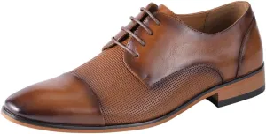 Amali Oxford Dress Shoes for Men with Textured Cap Toe, Men's Oxford Shoes Made from Premium PU Leather, Versatile Formal Footwear for All Occasions