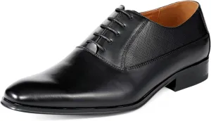 Amali Oxford Dress Shoes for Men with Textured Cap Toe, Men's Oxford Shoes Made from Premium PU Leather, Versatile Formal Footwear for All Occasions