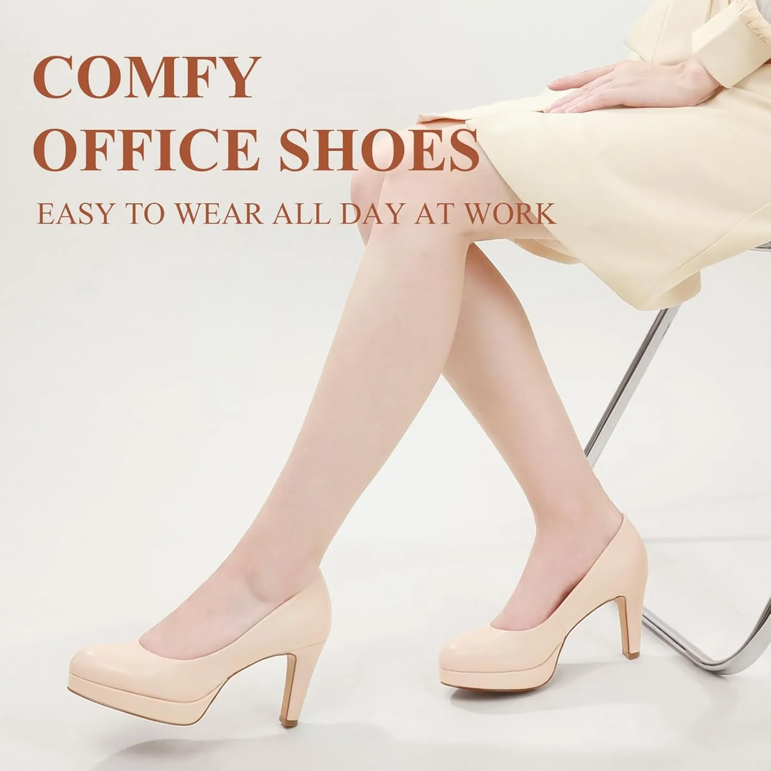 Ankis Women's Pumps - Womens Comfy Close Toe Heels - 3.15in Black Dress Shoes for Women - Comfortable Work Heels for Women - Black Heels, Nude Heels, White Heels,Gold Heels, Silver Heels for Women