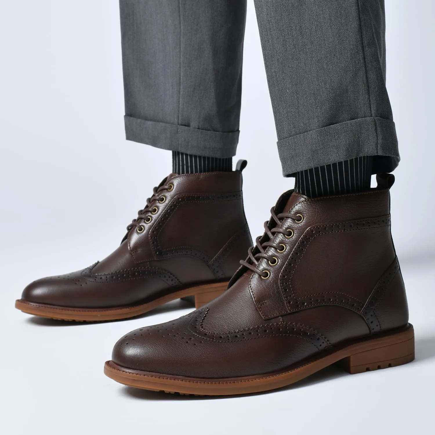 Arkbird Mens Oxford Dress Boots Fashion Casual Genuine Leather Brogue Chukka Ankle Boot for Men