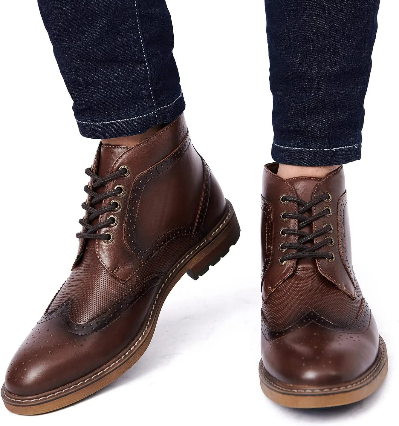 Arkbird Mens Oxford Dress Boots Fashion Casual Genuine Leather Brogue Chukka Ankle Boot for Men