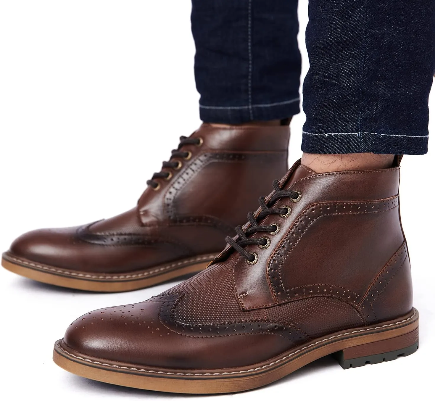 Arkbird Mens Oxford Dress Boots Fashion Casual Genuine Leather Brogue Chukka Ankle Boot for Men