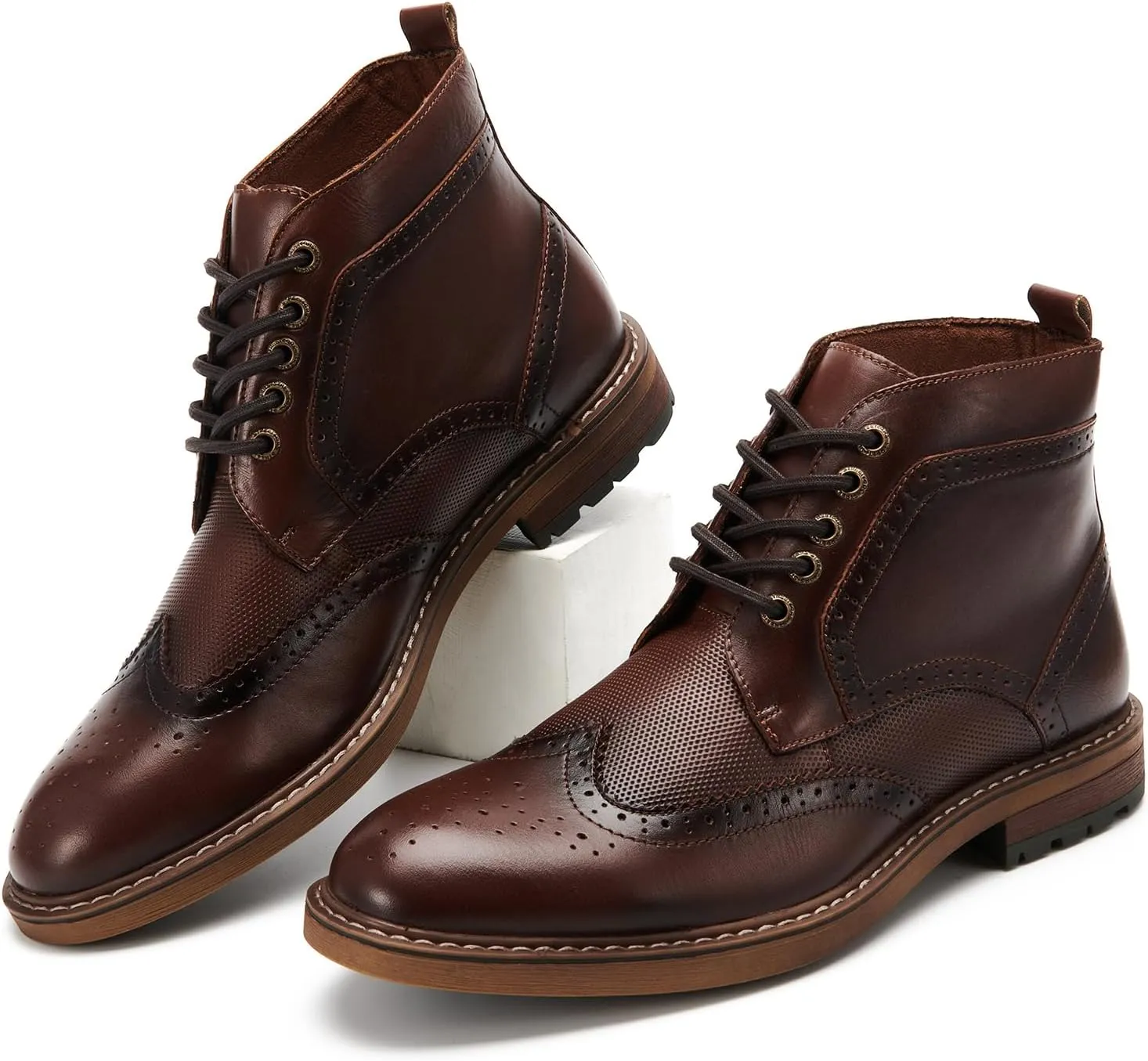 Arkbird Mens Oxford Dress Boots Fashion Casual Genuine Leather Brogue Chukka Ankle Boot for Men