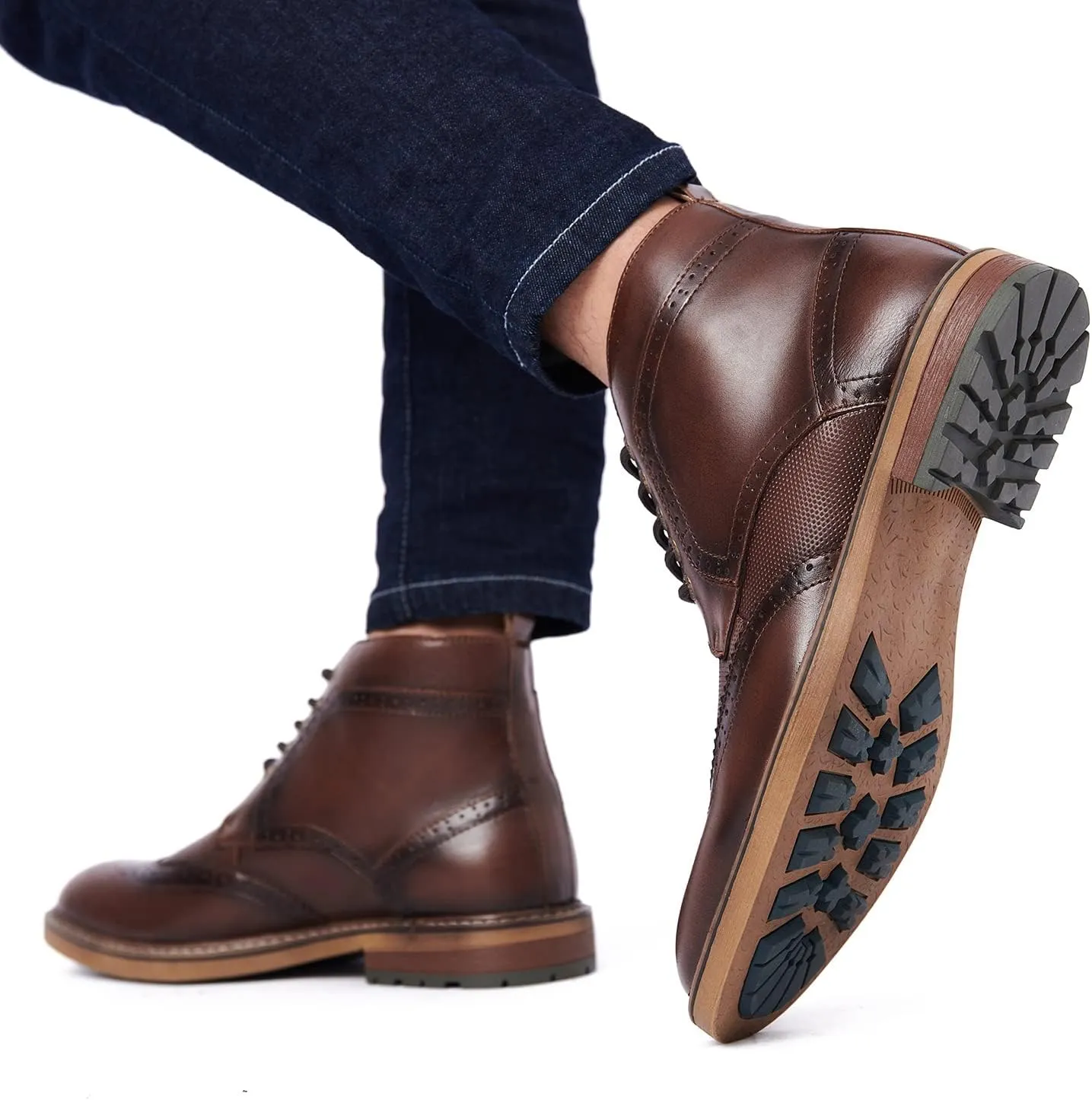 Arkbird Mens Oxford Dress Boots Fashion Casual Genuine Leather Brogue Chukka Ankle Boot for Men
