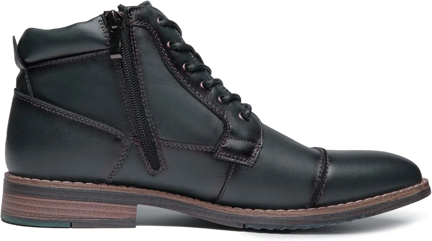 Arkbird Mens Oxford Leather Dress Boots Classic Cap Toe Side Zip Mid Top Casual Ankle Boots for Men