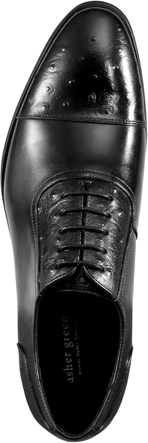 Asher Green AG114 Men's Genuine Leather Oxfords, Cap Toe, Lace Up, Brogue - Teal, Tan, Brown, Green, Grey