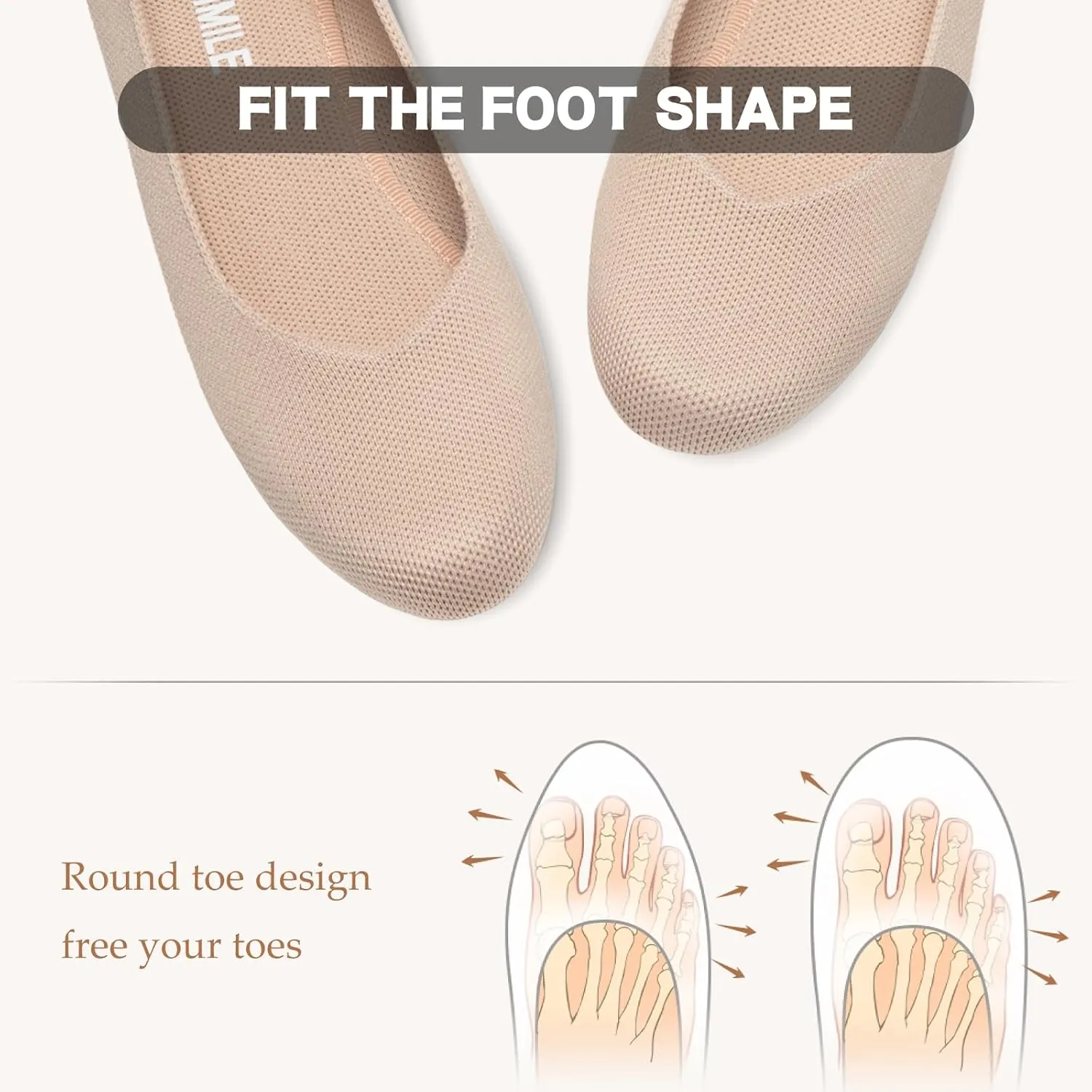 ATHMILE Women's Flat Ballet Shoes Knit Flat Shoes for Women Round Toe Slip on Women Flats for Dressy Casual Office Work Wedding Comfort Soft