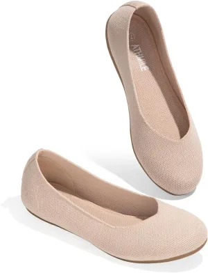 ATHMILE Women's Flat Ballet Shoes Knit Flat Shoes for Women Round Toe Slip on Women Flats for Dressy Casual Office Work Wedding Comfort Soft
