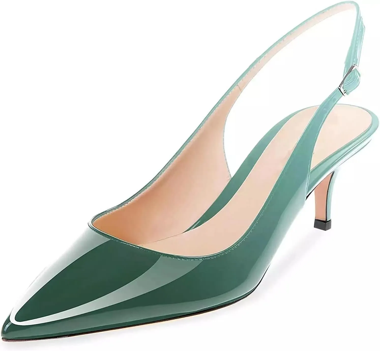 Axellion Women's Slingback Kitten Heels Closed Toe Wedding Pumps, Pointed Toe Low Heel Dress Shoes for Party & Prom