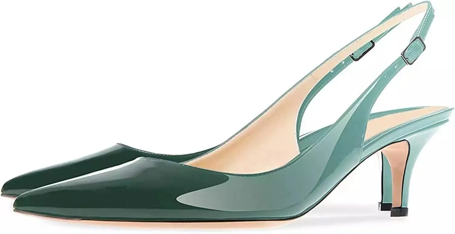 Axellion Women's Slingback Kitten Heels Closed Toe Wedding Pumps, Pointed Toe Low Heel Dress Shoes for Party & Prom