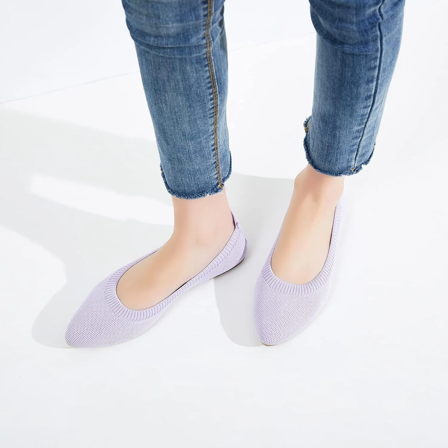 BABUDOG Women's Mesh Flats Shoes Pointed-Toe Dress Shoes for Women Black Flats Shoes Comfortable Memory Foam Flats Shoes