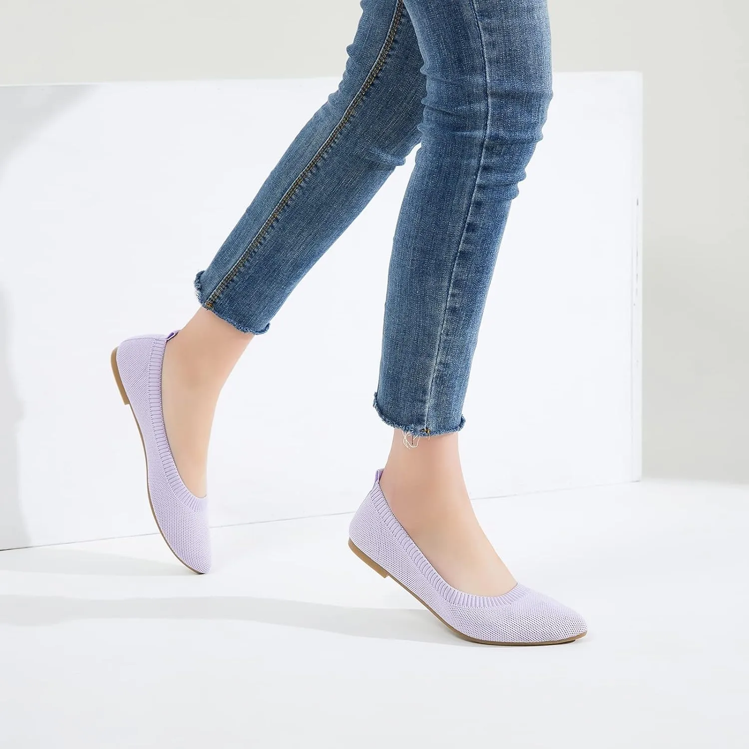 BABUDOG Women's Mesh Flats Shoes Pointed-Toe Dress Shoes for Women Black Flats Shoes Comfortable Memory Foam Flats Shoes