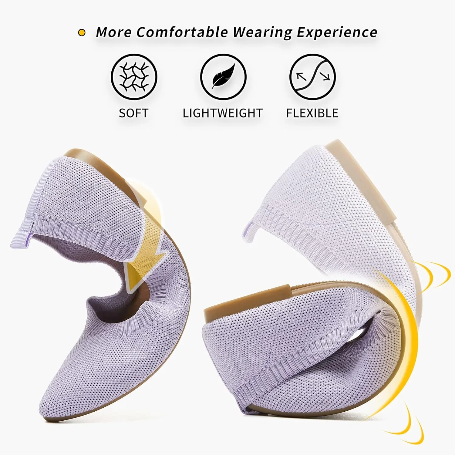 BABUDOG Women's Mesh Flats Shoes Pointed-Toe Dress Shoes for Women Black Flats Shoes Comfortable Memory Foam Flats Shoes