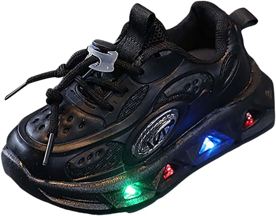Baby Infant Rubber Foam Light up Sneakers Lace Lightweight Toddler First Walking Non Slip Sport Shoes Running Outdoor