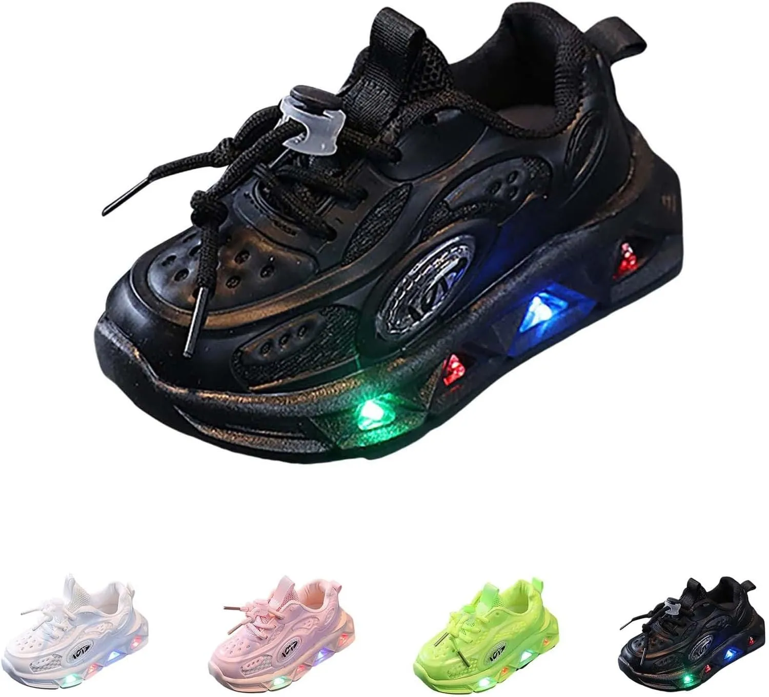 Baby Infant Rubber Foam Light up Sneakers Lace Lightweight Toddler First Walking Non Slip Sport Shoes Running Outdoor