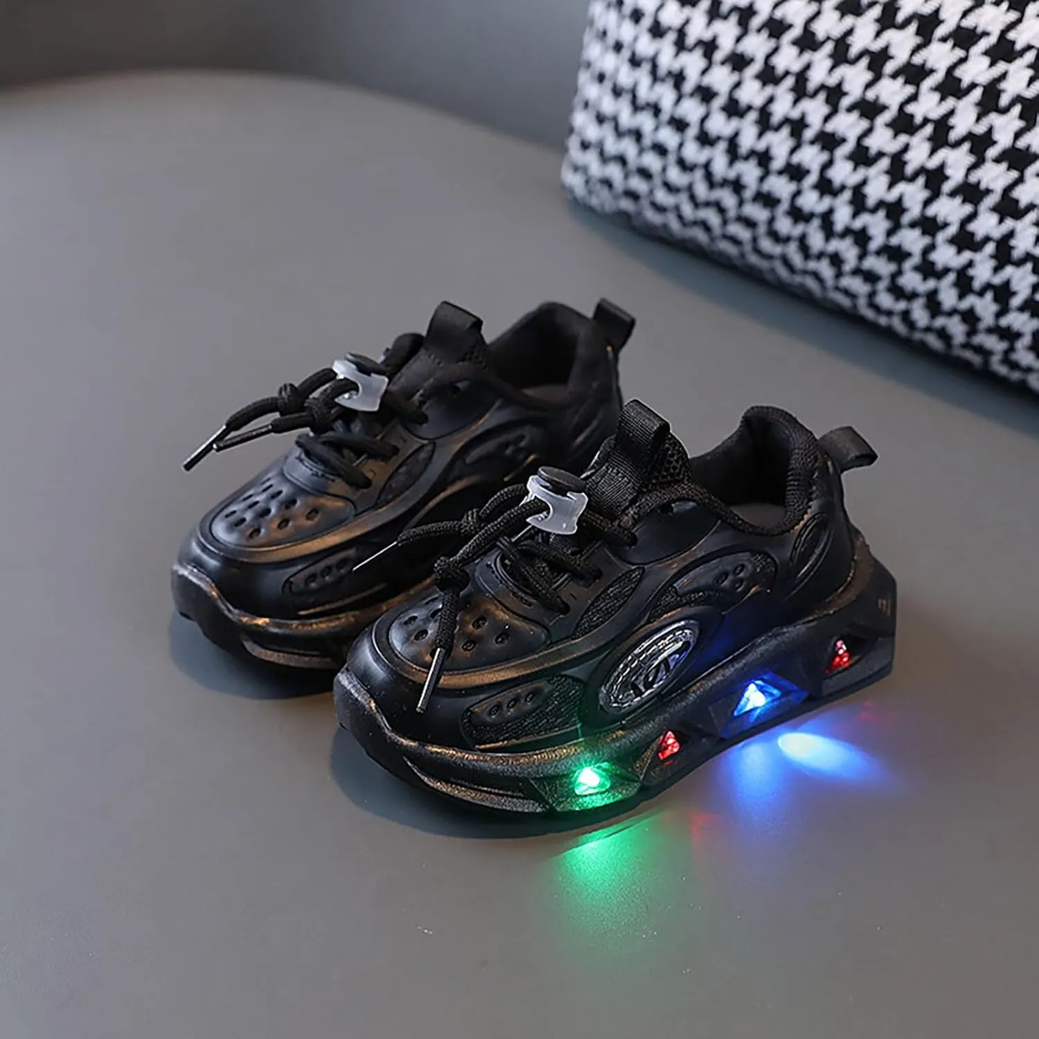 Baby Infant Rubber Foam Light up Sneakers Lace Lightweight Toddler First Walking Non Slip Sport Shoes Running Outdoor