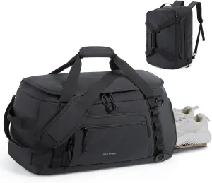 BAGSMART Gym Backpack for Sports/Pool/Beach/Weekend, 4-in-1 Convertible Travel Duffle Bag with Shoes Compartment & Wet Pocket, 38L Gym Bag for Men Women, Black
