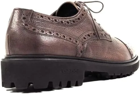 Baldinini Men's Brown Leather Oxford Dress Shoes, Cap Toe Brogue, Lug Sole