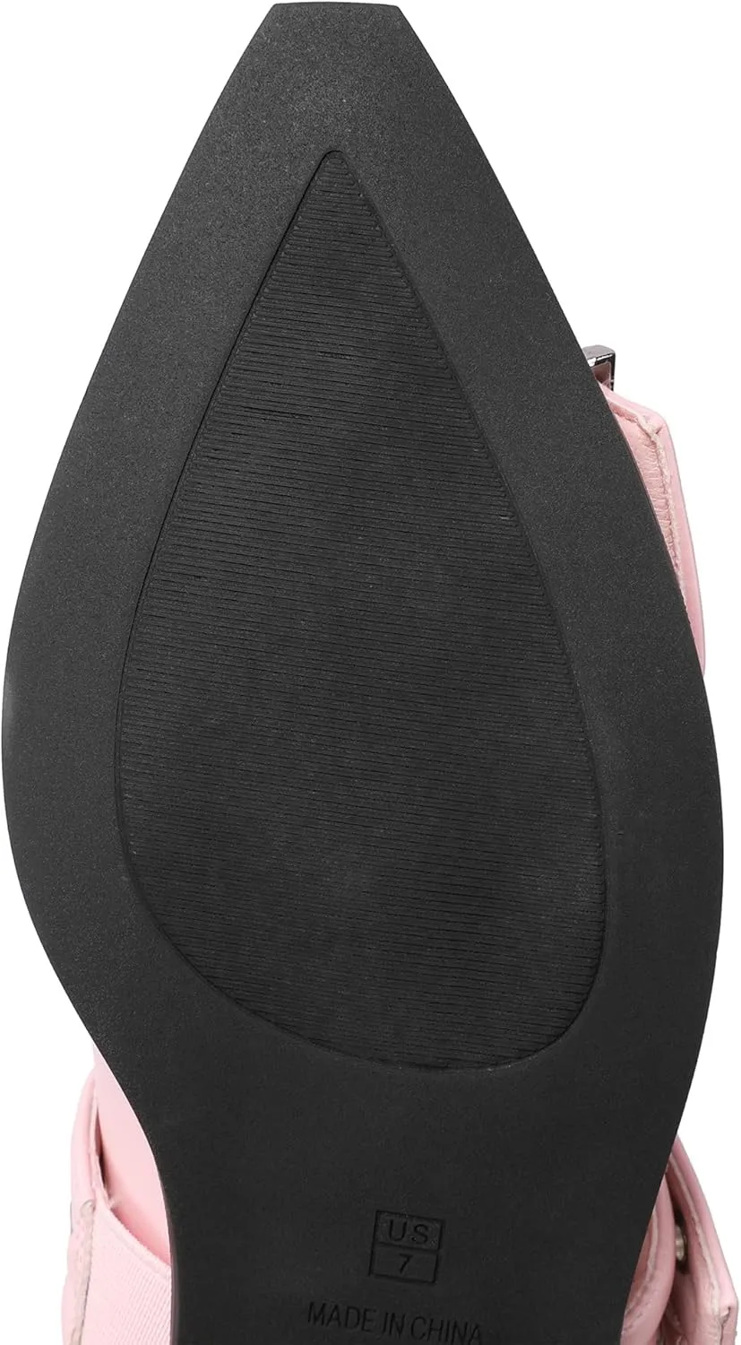 Ballerina Flats for Women Pointed Toe Flats With Studs Buckle Ballet Flats Comfortable low heeled flats