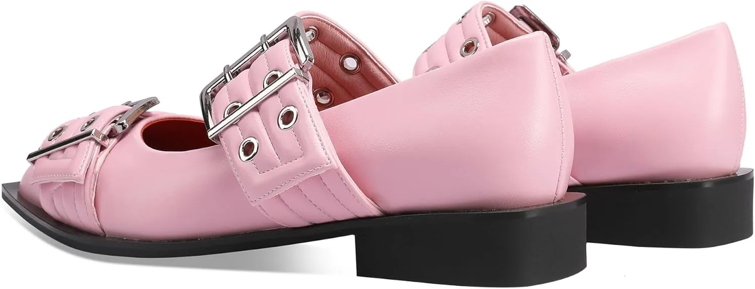 Ballerina Flats for Women Pointed Toe Flats With Studs Buckle Ballet Flats Comfortable low heeled flats
