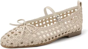 Ballet Flats Shoes for Women Adjustable Metal Buckle Strap Round Toe Mary Jane Flats Suitability Casual