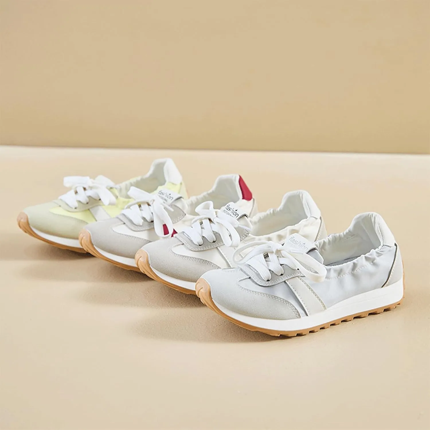 Ballet Sneakers for Woman Leather Trendy Wide Box Lace Up Ballerina Shoes Chunky Platform Heels Fancy Sporty Running Walking Ballet Shoes 2025 Spring Summer Casual Comfy