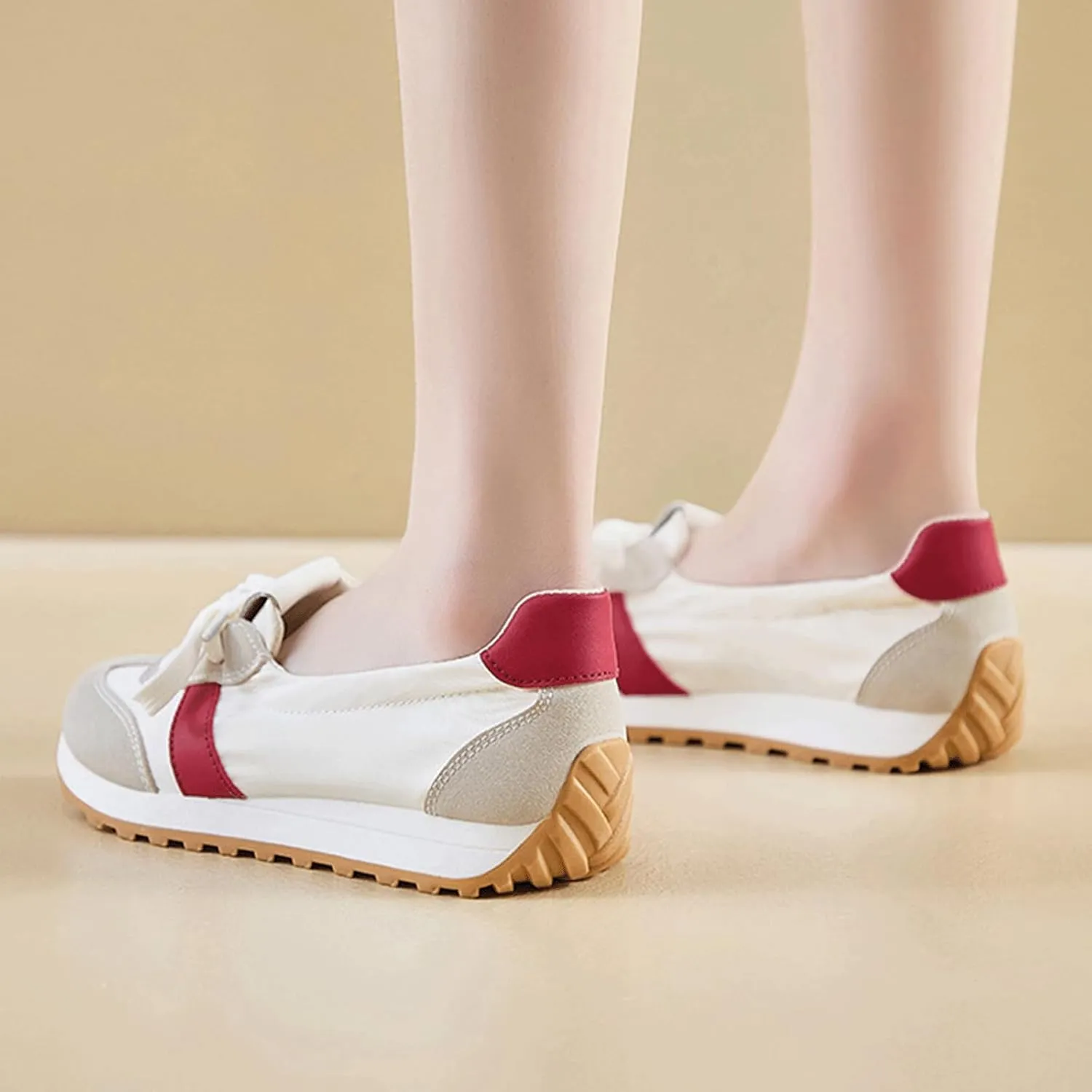 Ballet Sneakers for Woman Leather Trendy Wide Box Lace Up Ballerina Shoes Chunky Platform Heels Fancy Sporty Running Walking Ballet Shoes 2025 Spring Summer Casual Comfy
