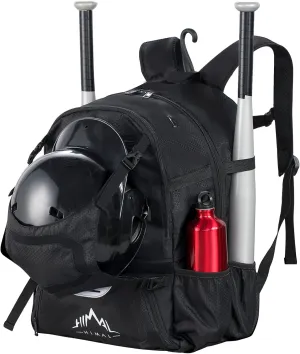 Baseball Bag Pro Bat Backpack for Baseball, TBall Softball Equipment Gear for Adults Holds 5 Bats, Helmet, Gloves, Cleats, Shoe Helmet Holder, Shoes Compartment Fence Hook