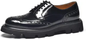 BEAU TODAY Men's Dress Shoes Business Casual Oxford Shoes Genuine Leather Brogue Wingtip Oxfords Classic Comfortable Lace-up Derby Shoes