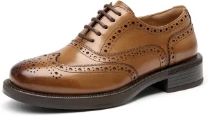 BEAU TODAY Women's Oxford Shoes, Leather Wingtip Brogue Oxfords for Women, Lace Up Saddle Oxfords for Women, Comfortable Casual Business Office Work Shoes, Dress Vintage Oxfords Shoes