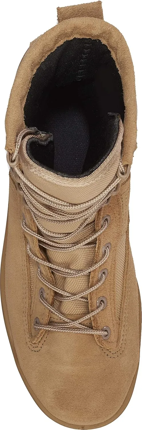 Belleville 330DES ST 8 Inch Hot Weather Steel Toe Flight Combat Boots for Men - USMC Navy Desert Tan Leather with Dri-Lex Lining and Vibram Chevron Outsole; Berry Compliant
