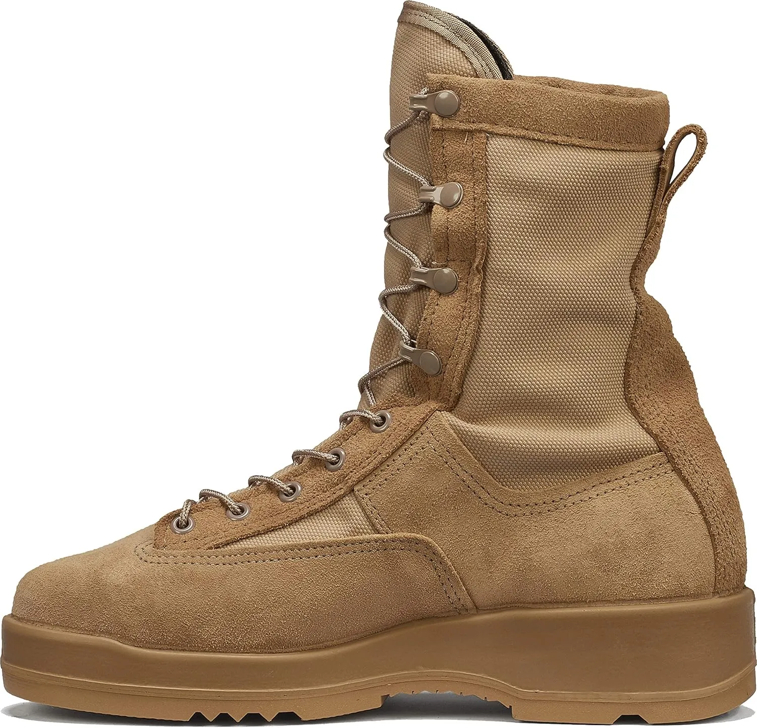 Belleville 330DES ST 8 Inch Hot Weather Steel Toe Flight Combat Boots for Men - USMC Navy Desert Tan Leather with Dri-Lex Lining and Vibram Chevron Outsole; Berry Compliant