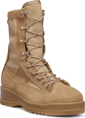 Belleville 330DES ST 8 Inch Hot Weather Steel Toe Flight Combat Boots for Men - USMC Navy Desert Tan Leather with Dri-Lex Lining and Vibram Chevron Outsole; Berry Compliant