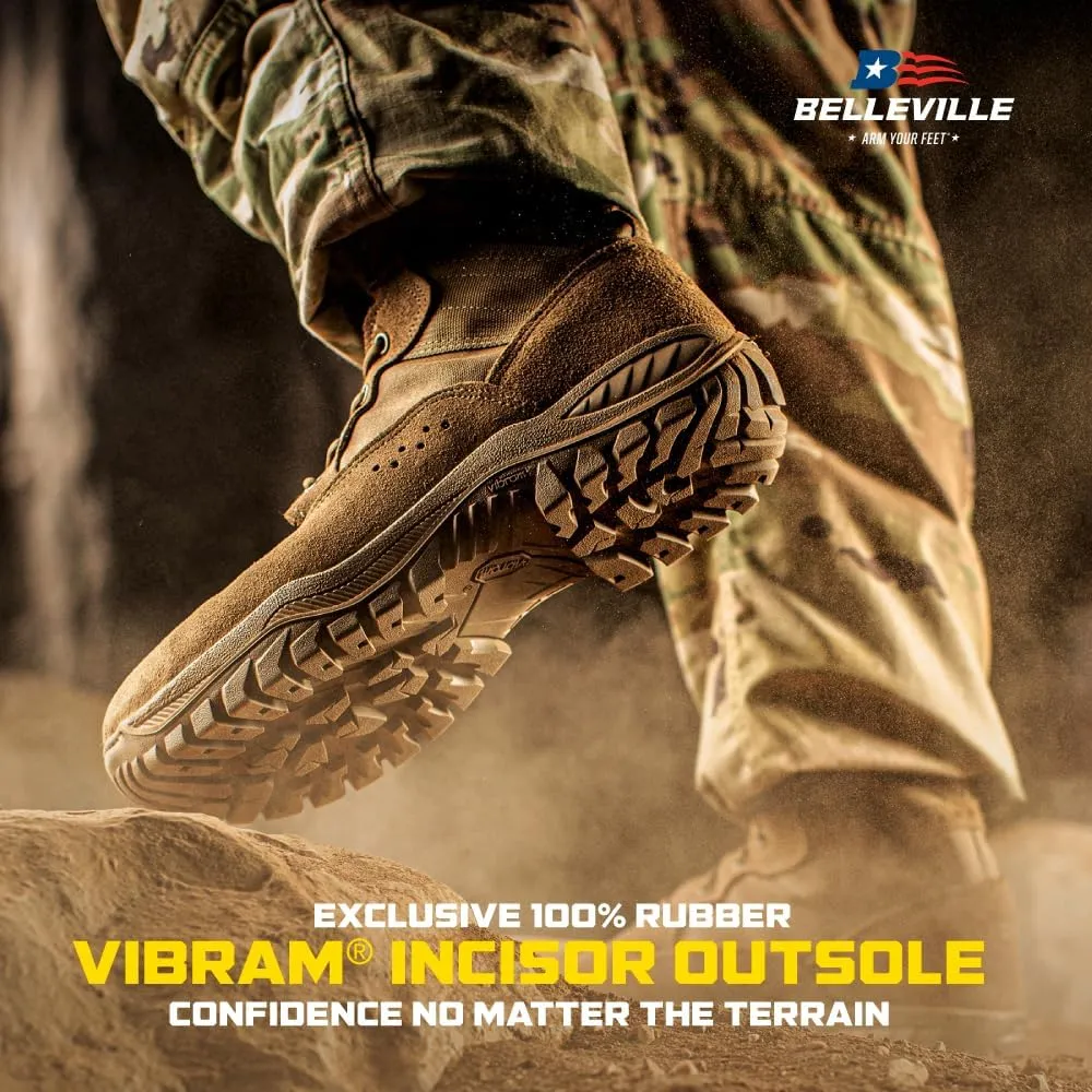 Belleville Flyweight C320 8” Combat Boots for Men - Ultra-Lightweight Army/Air Force OCP ACU Coyote Brown Leather with Traction Outsole; Berry Compliant