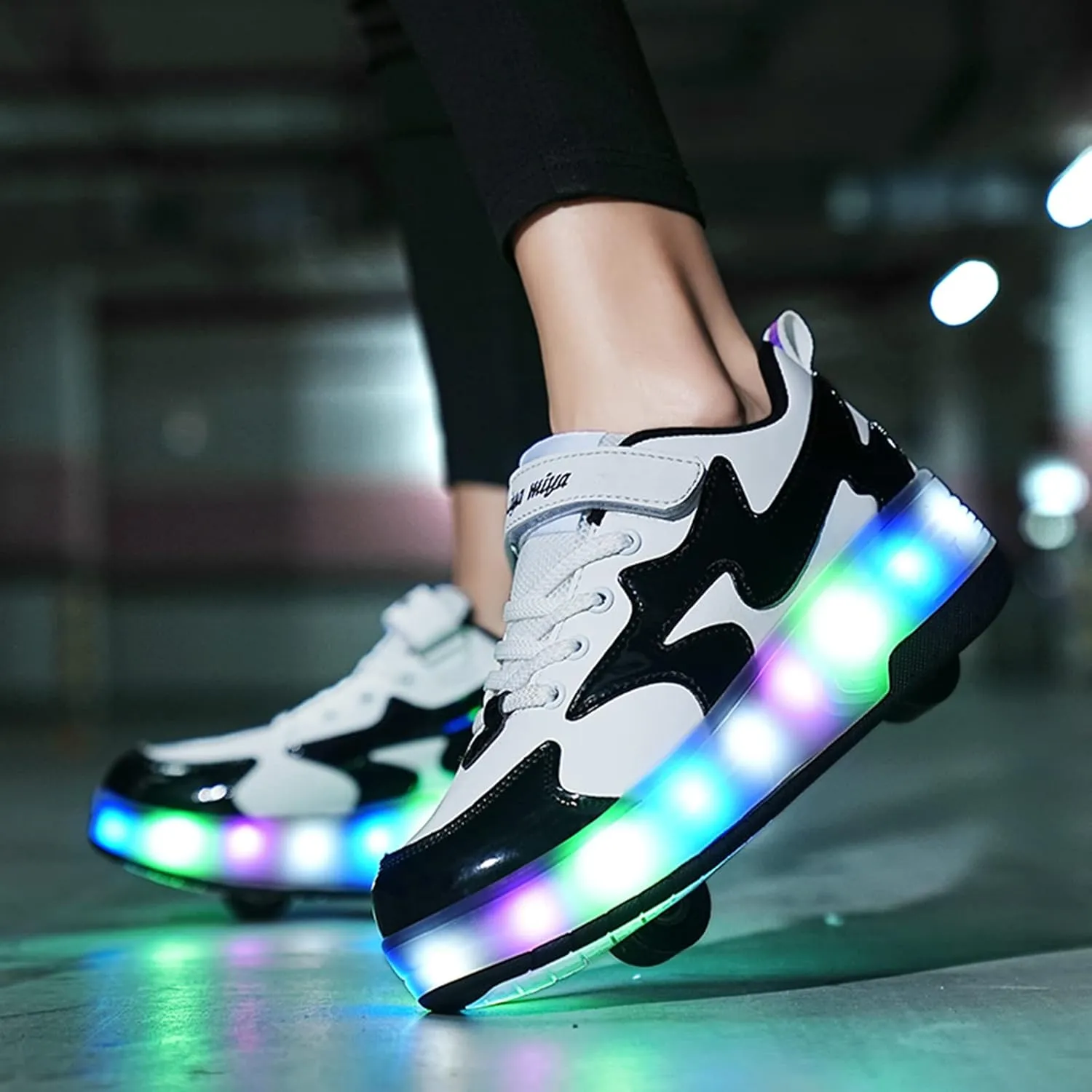 BFOEL Kids Roller Skates Light up Shoes with Double Wheel Shoes LED USB Charging Roller Sneakers for Girls Boys Birthday Christmas Day Best Gift