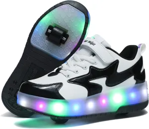 BFOEL Kids Roller Skates Light up Shoes with Double Wheel Shoes LED USB Charging Roller Sneakers for Girls Boys Birthday Christmas Day Best Gift