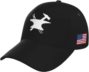 Blacksmith Hammer Logo Outdoor Curved Brim Baseball Hat Sandwich Hat with Buckle Casual Mesh Hat Plain Hat