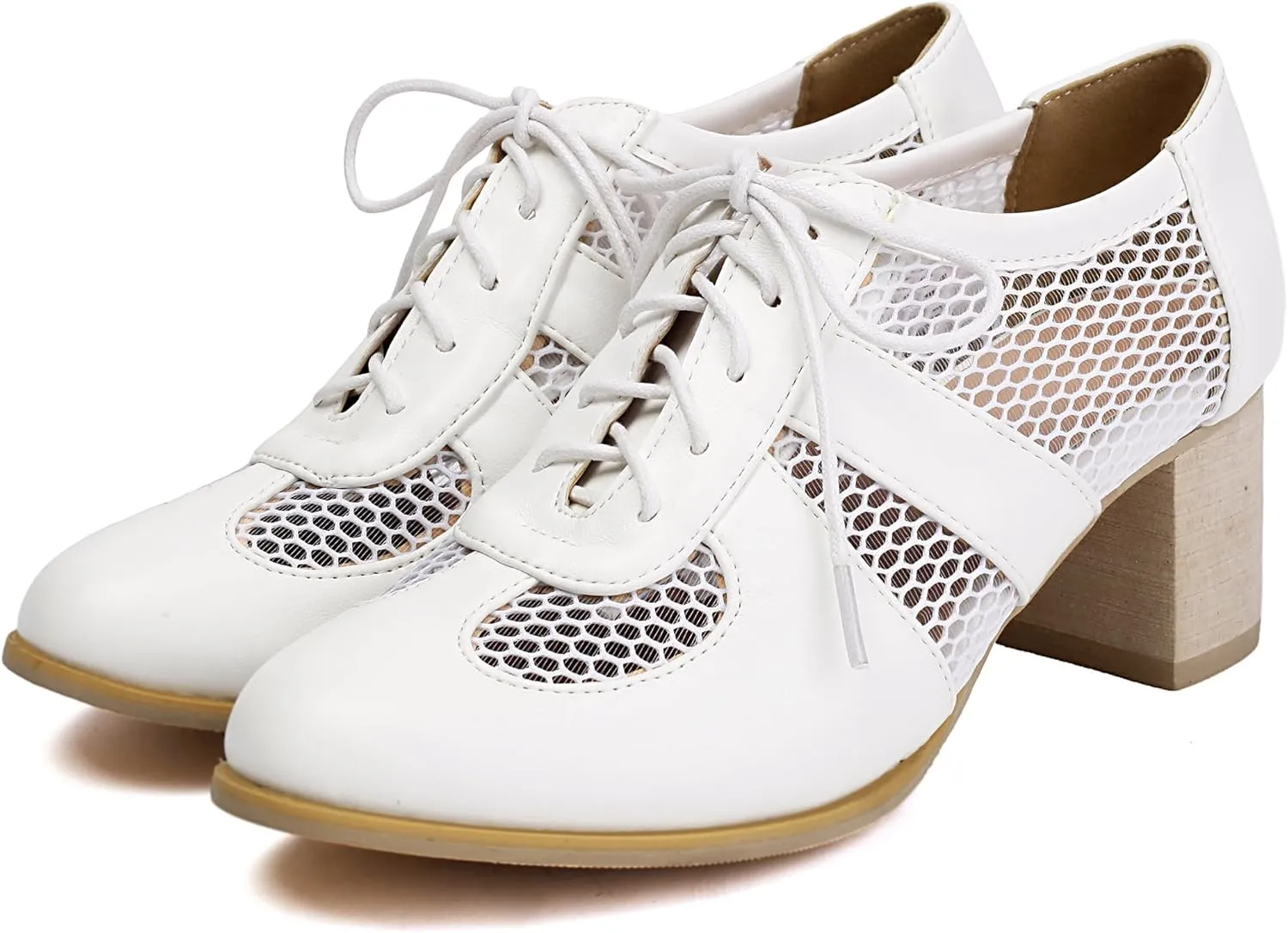 Block Heel Derby Lace Up Women Office Work Brogue Oxford