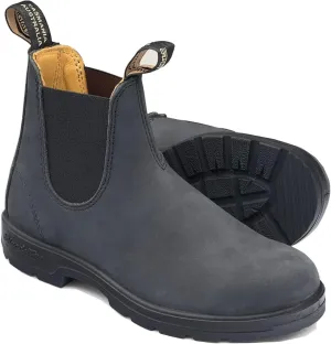 Blundstone Unisex-Adult Premium Leather Suede Nubuck Chelsea Boot (Rustic Black 587, US Men's Size 6/Women's Size 8)